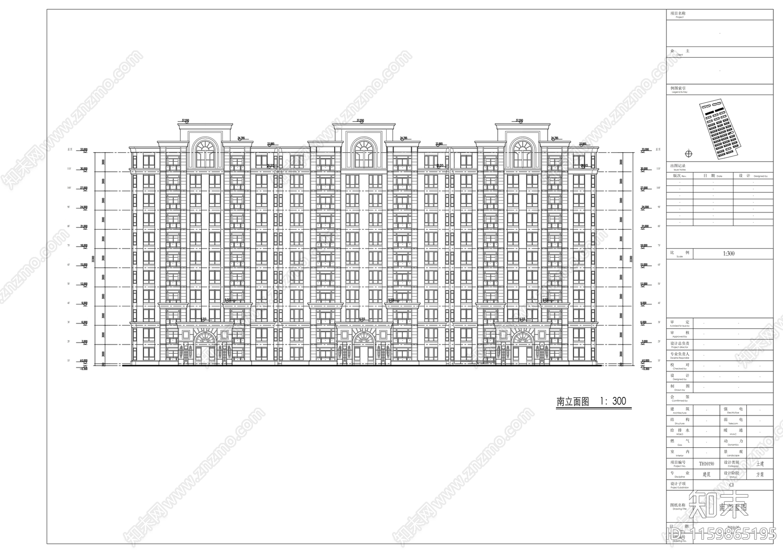 11层现代风格联排住宅楼建筑设计方案图施工图下载【ID:1159865195】