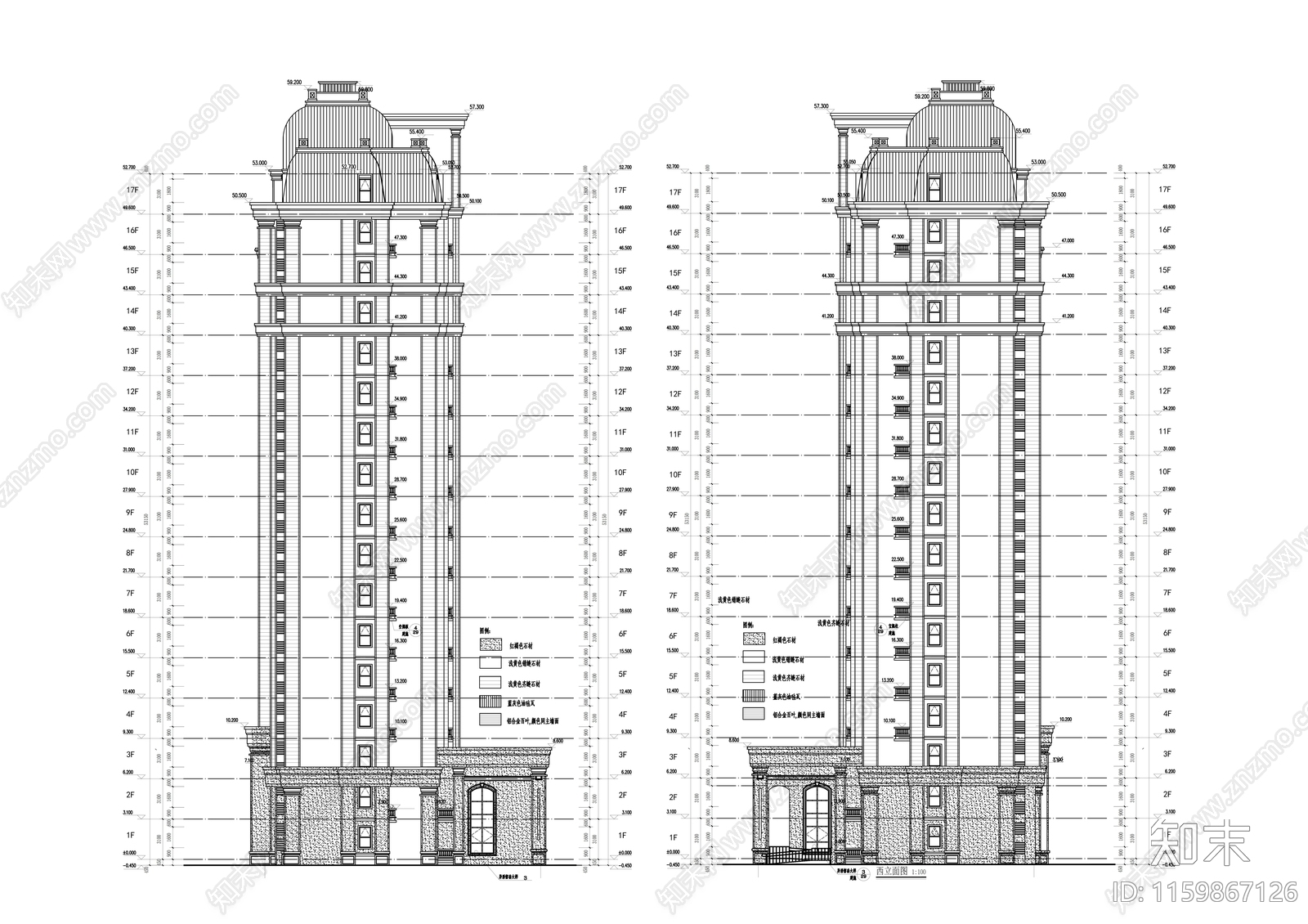 17层高层剪力墙结构住宅楼建cad施工图下载【ID:1159867126】