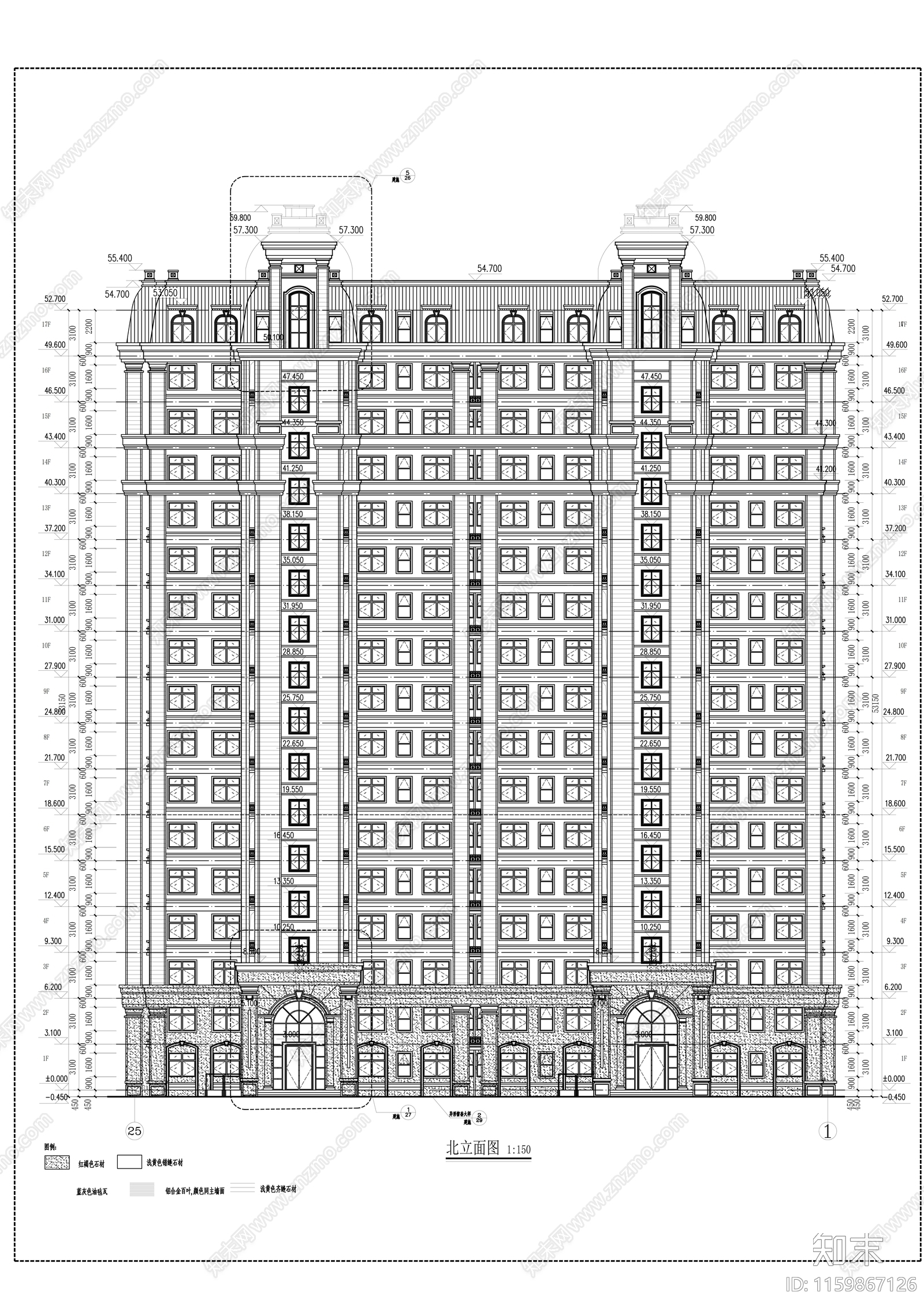 17层高层剪力墙结构住宅楼建cad施工图下载【ID:1159867126】