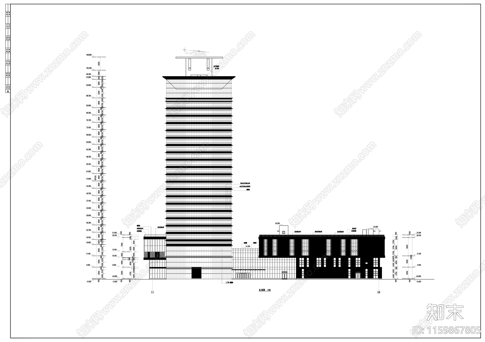 24层现代风格综合用房建cad施工图下载【ID:1159867805】