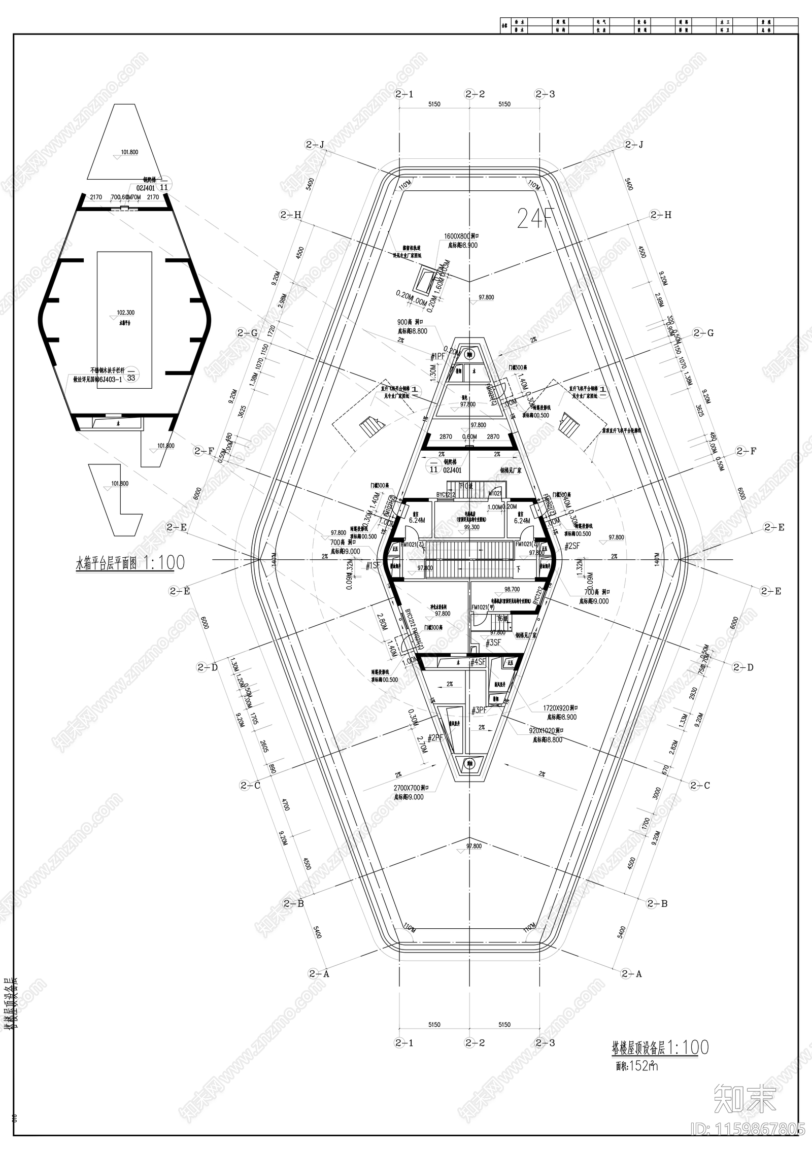 24层现代风格综合用房建cad施工图下载【ID:1159867805】