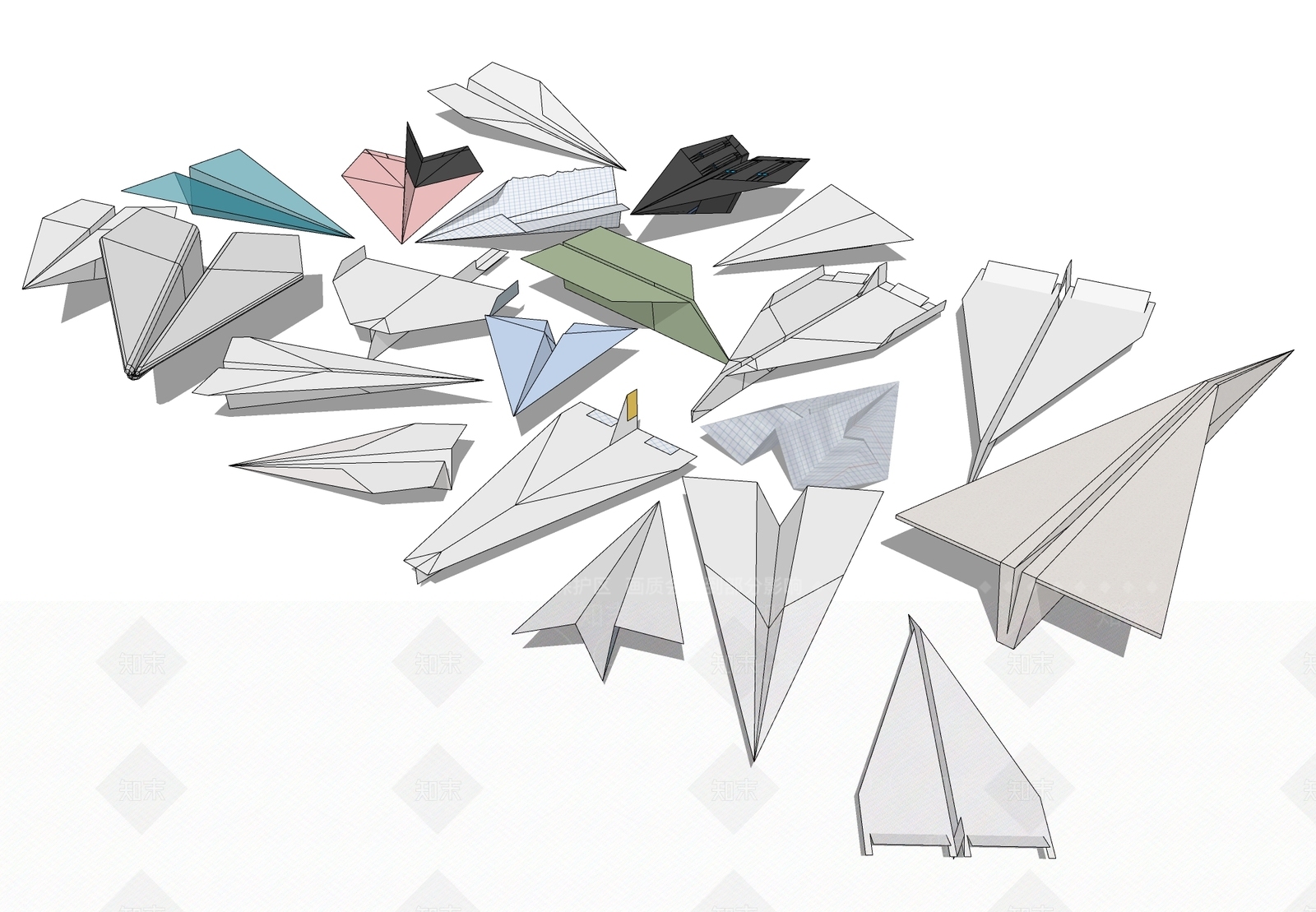现代纸飞机折纸SU模型下载【ID:1159868700】