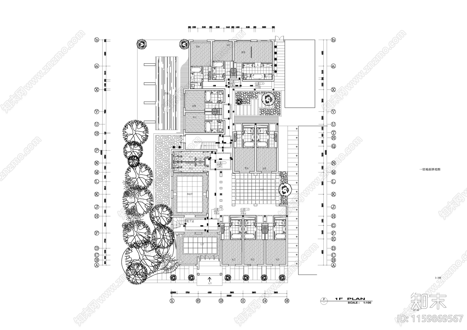 丽江苏荷酒店民宿平面图cad施工图下载【ID:1159869567】