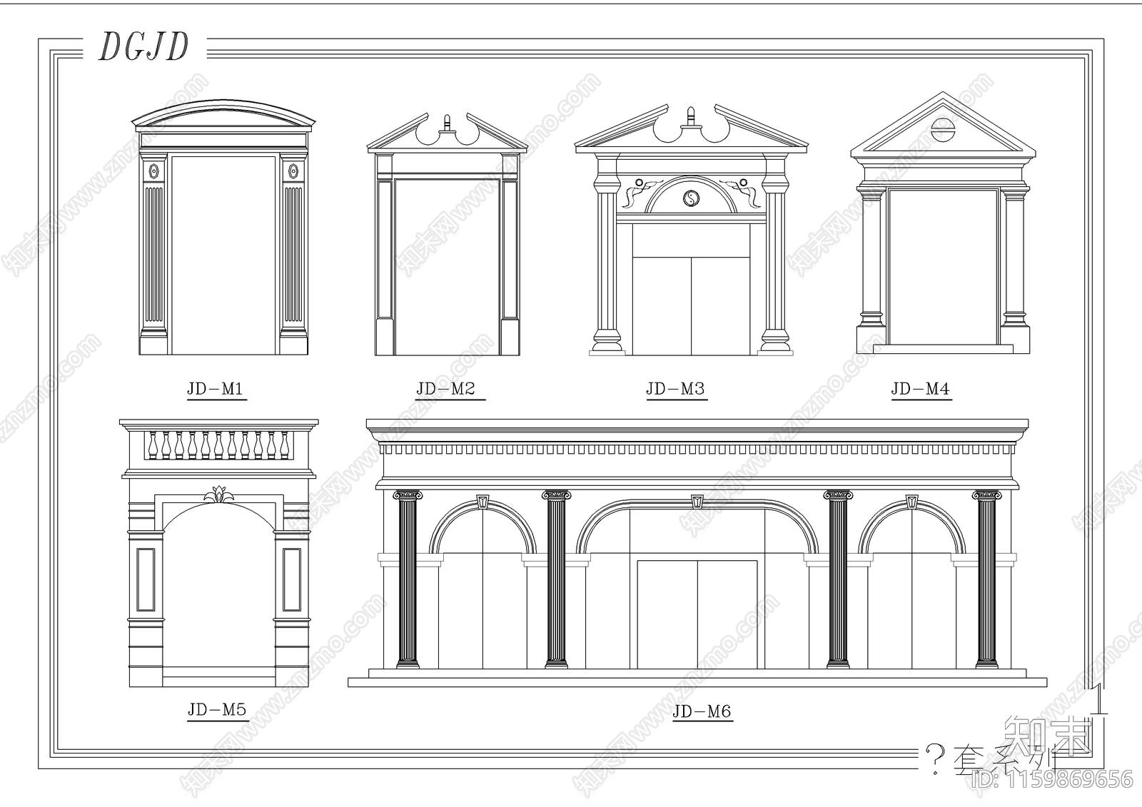 欧式建筑构件cad施工图下载【ID:1159869656】