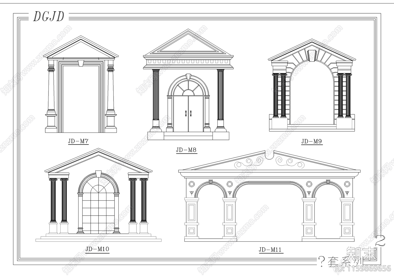 欧式建筑构件cad施工图下载【ID:1159869656】