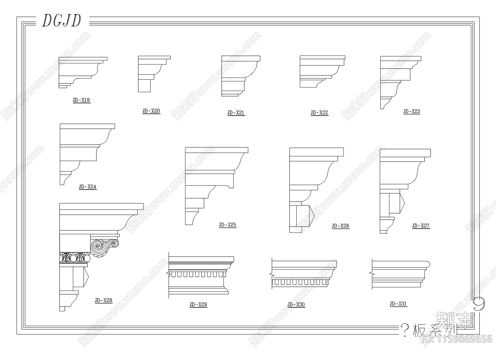 欧式建筑构件cad施工图下载【ID:1159869656】