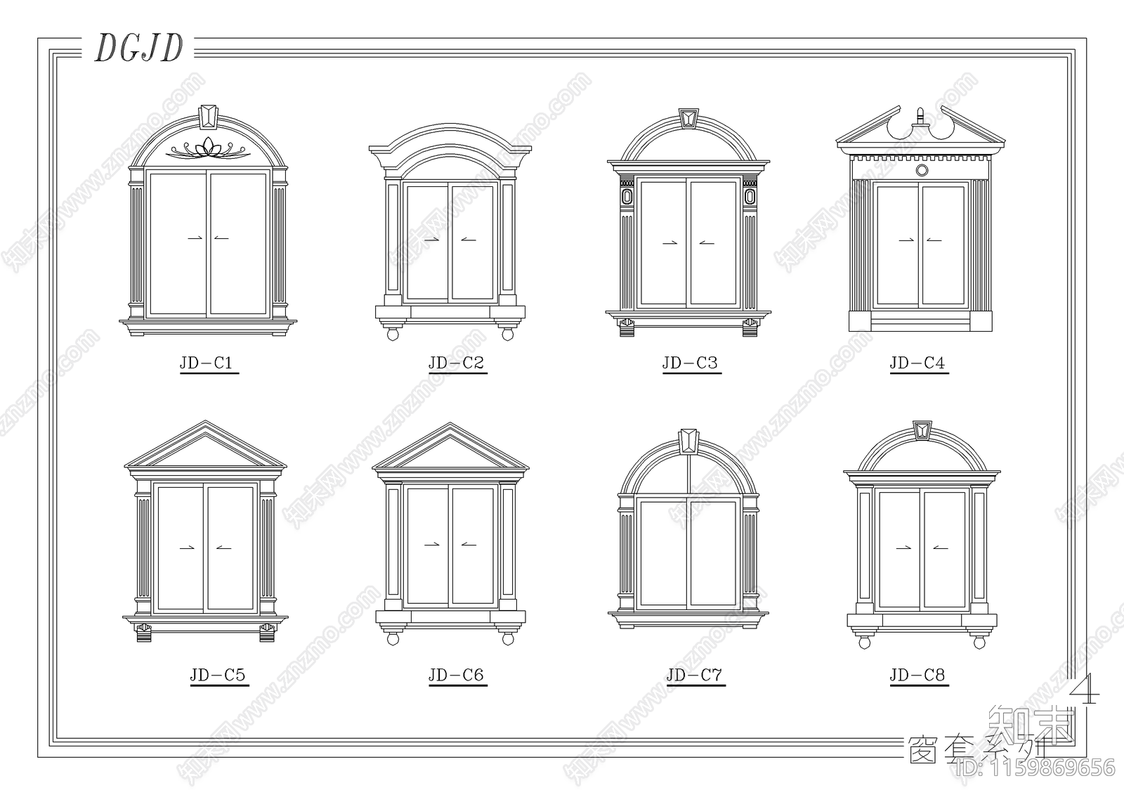 欧式建筑构件cad施工图下载【ID:1159869656】