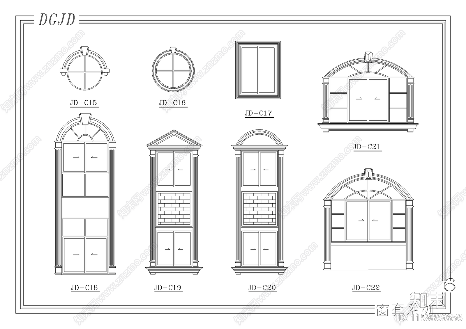 欧式建筑构件cad施工图下载【ID:1159869656】