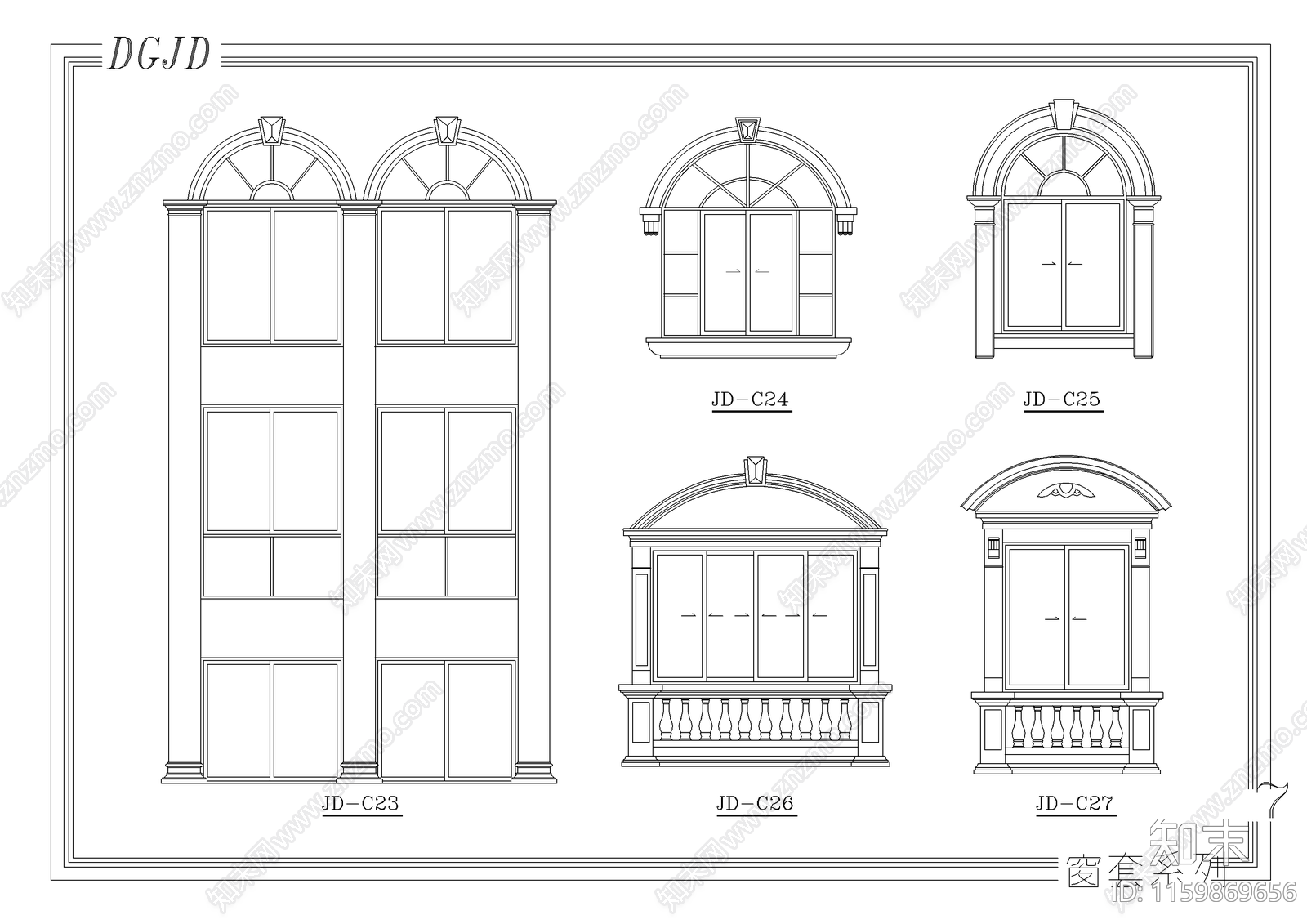 欧式建筑构件cad施工图下载【ID:1159869656】