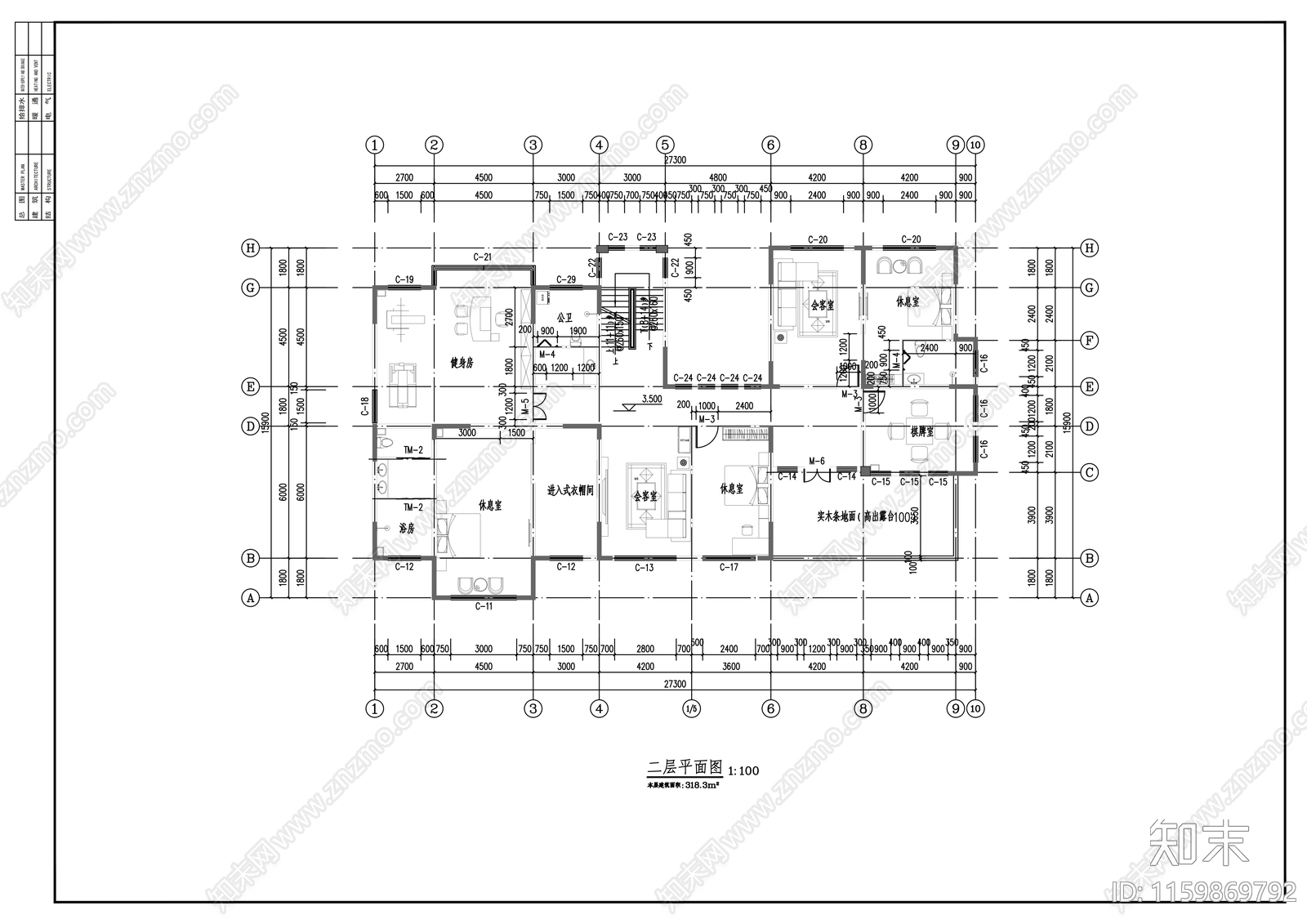 二层欧式农村自建房别cad施工图下载【ID:1159869792】