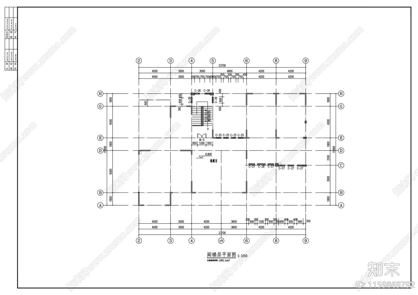 二层欧式农村自建房别cad施工图下载【ID:1159869792】