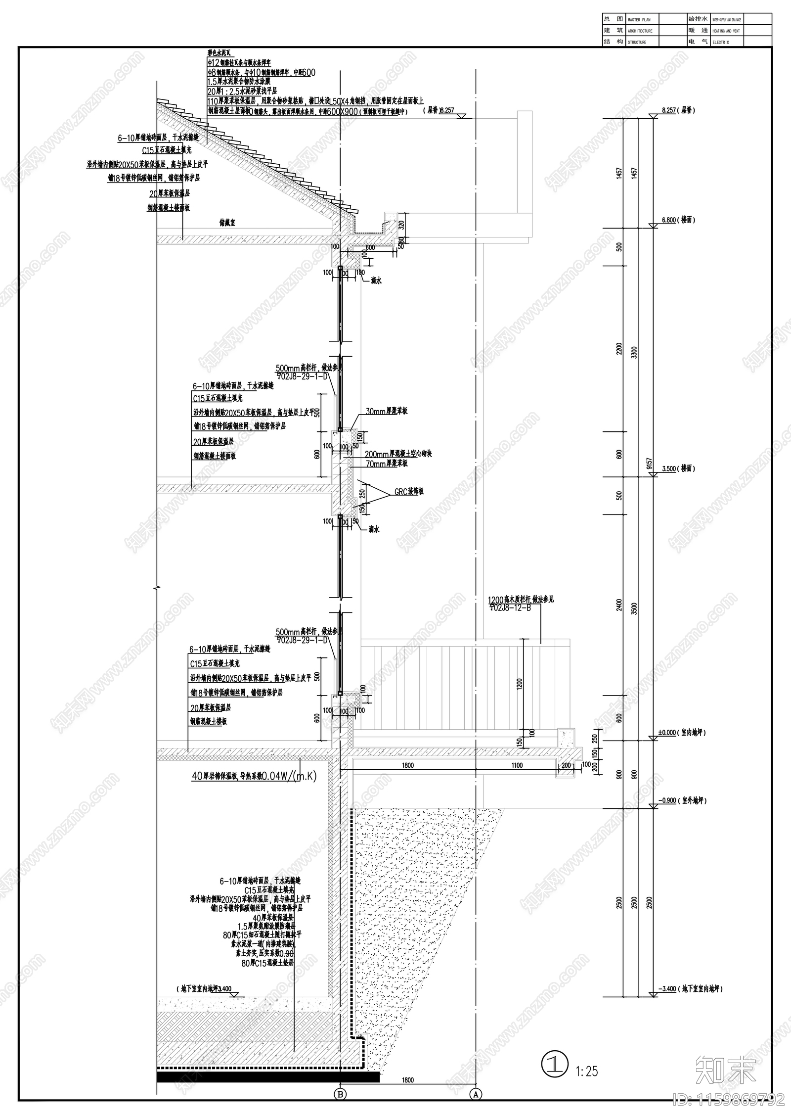 二层欧式农村自建房别cad施工图下载【ID:1159869792】