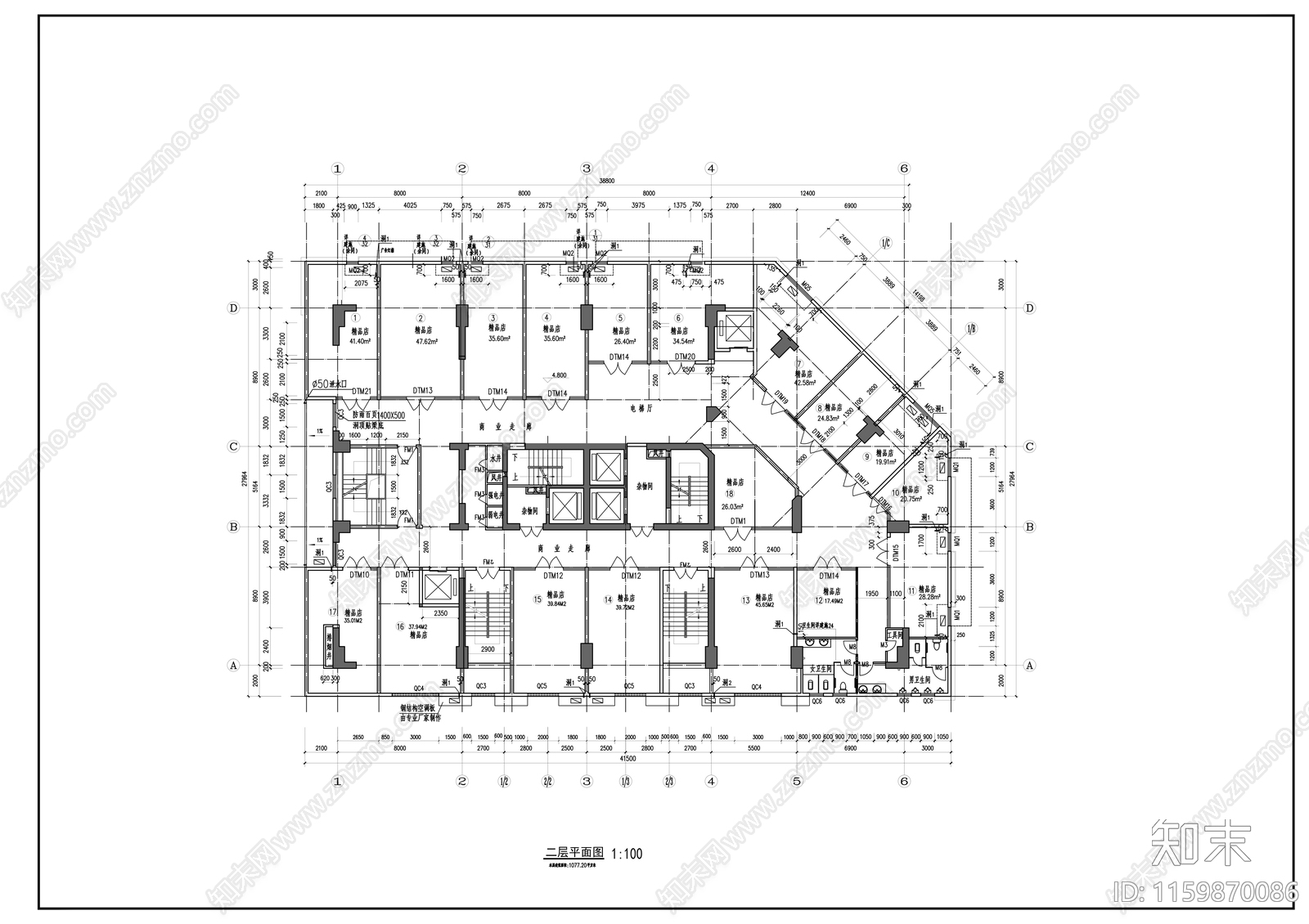 二十六层商住楼建cad施工图下载【ID:1159870086】