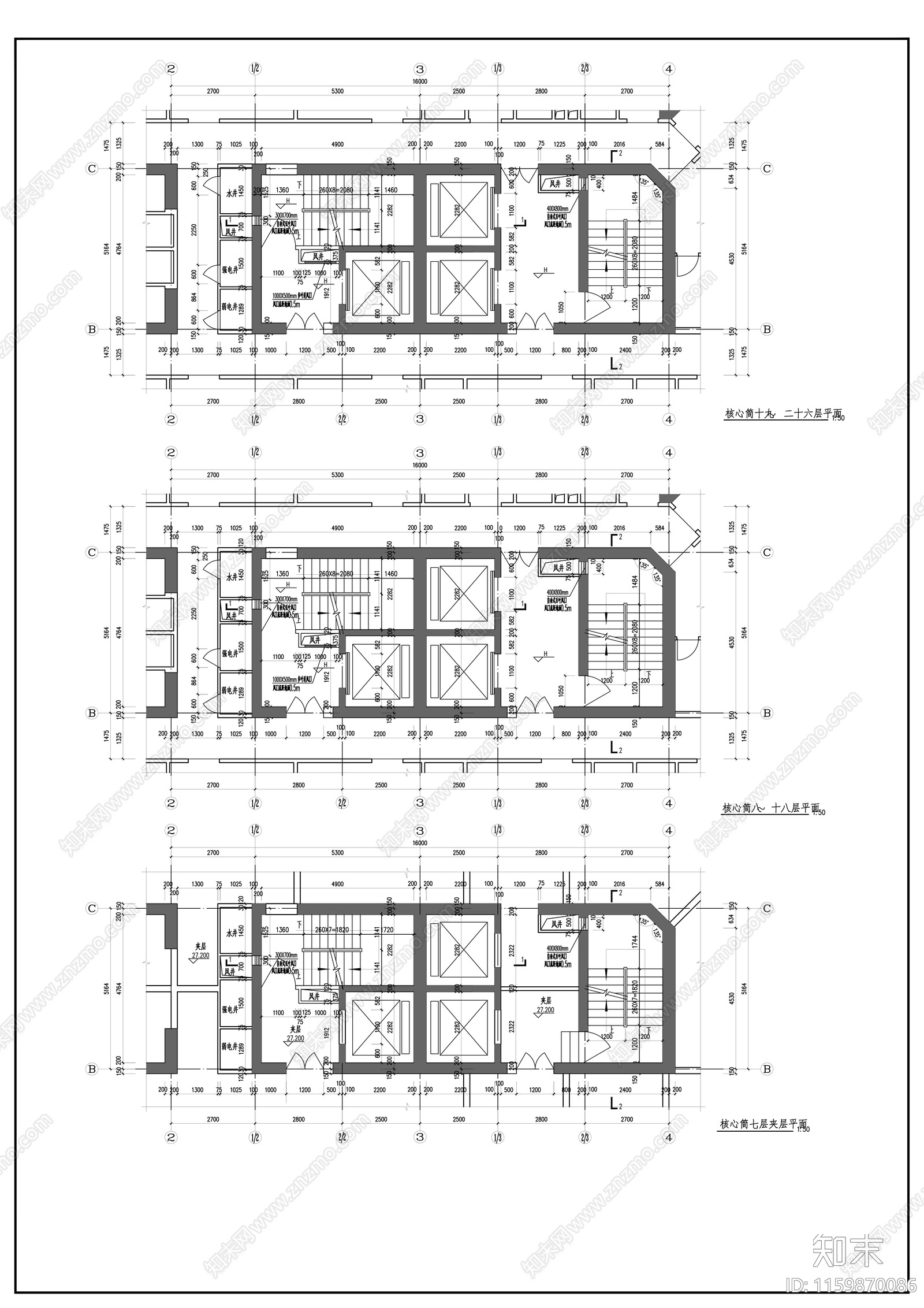 二十六层商住楼建cad施工图下载【ID:1159870086】