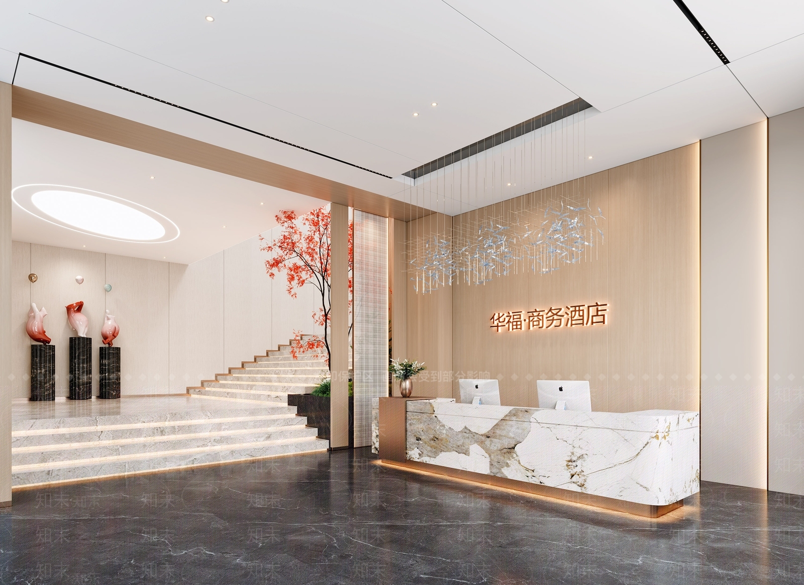 现代酒店大堂SU模型下载【ID:1159871689】