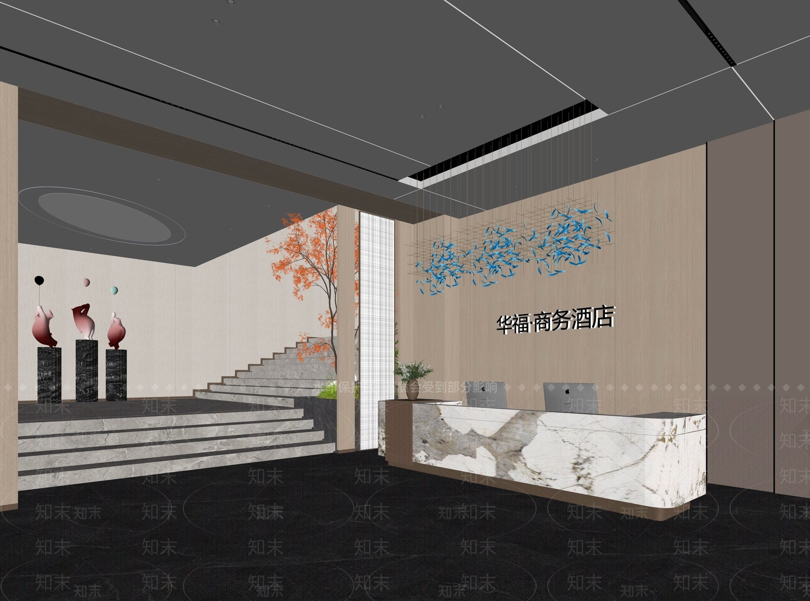 现代酒店大堂SU模型下载【ID:1159871689】