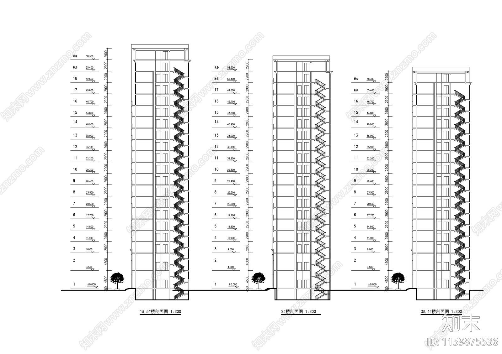 花园小区十六层带观景阳台住宅建筑方案图cad施工图下载【ID:1159875536】