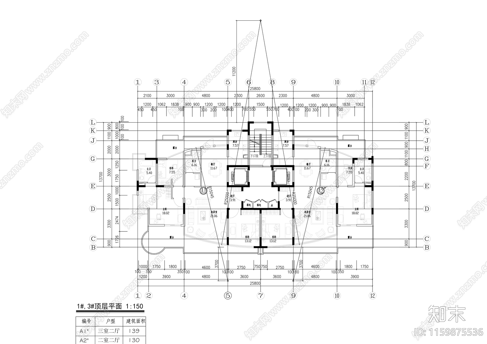 花园小区十六层带观景阳台住宅建筑方案图cad施工图下载【ID:1159875536】