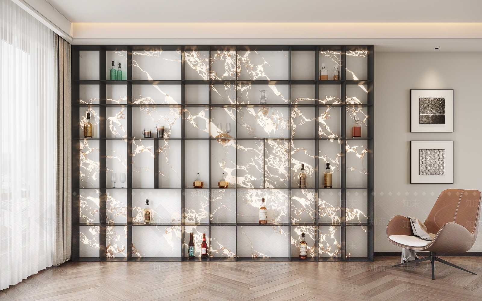 现代简约透光石酒柜3D模型下载【ID:1159876012】