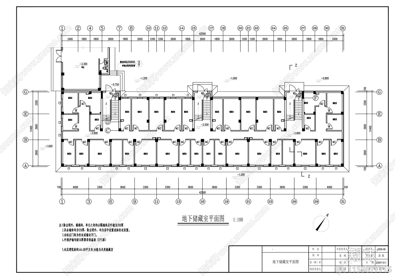 六层一梯二住宅楼cad施工图下载【ID:1159877715】