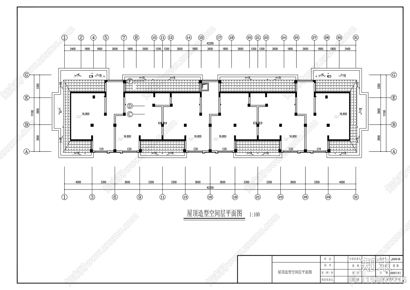 六层一梯二住宅楼cad施工图下载【ID:1159877715】