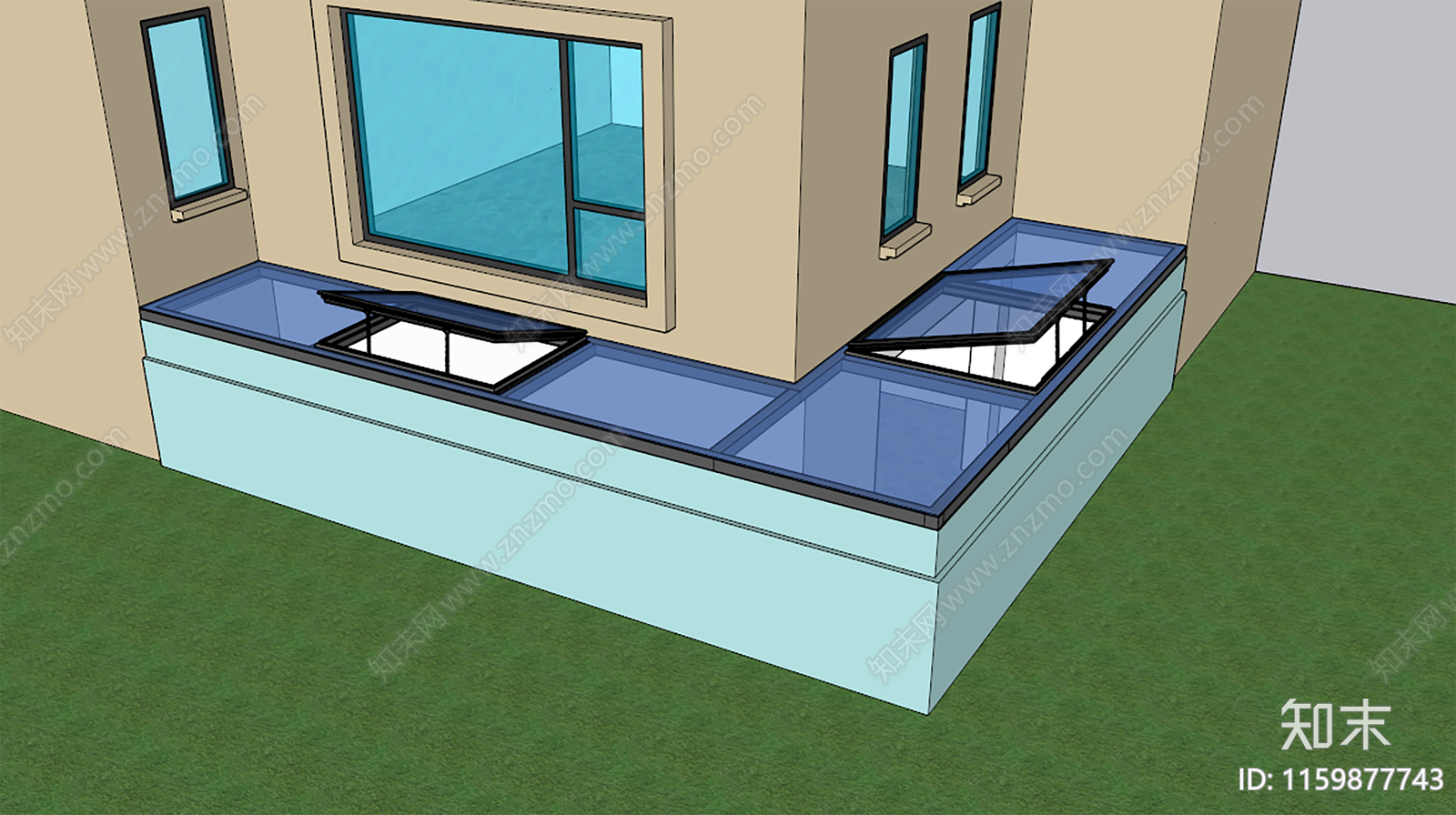 现代阳光房顶面天窗SU模型下载【ID:1159877743】