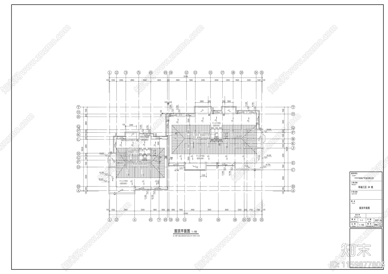 六层住宅楼建筑设计图cad施工图下载【ID:1159877805】