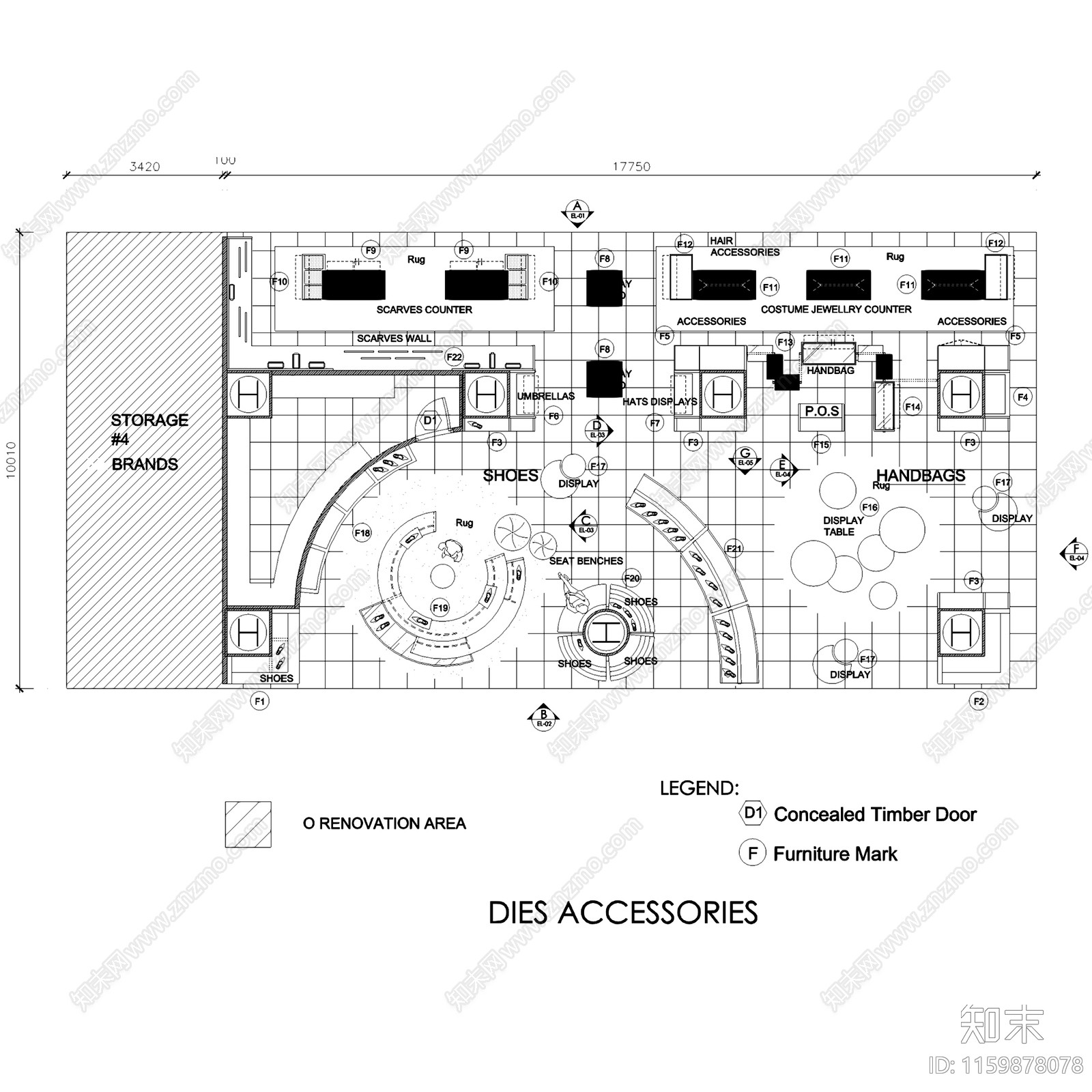 现代澳门新八佰伴百货女装部服装店室内工装cad施工图下载【ID:1159878078】