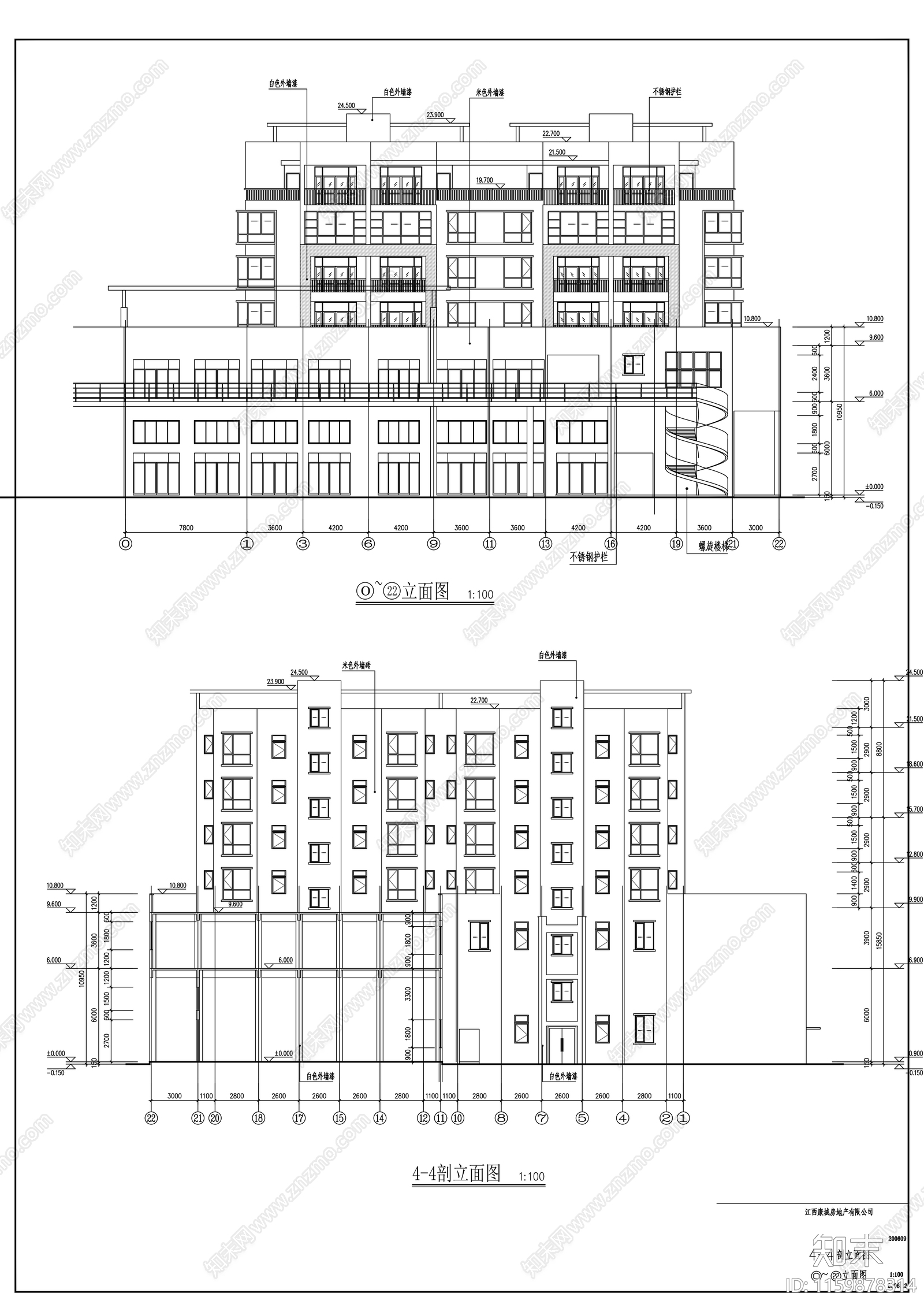 七层住宅居民楼建cad施工图下载【ID:1159878314】