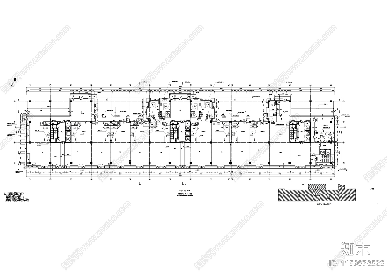 全球采购中心十一层员工宿舍建cad施工图下载【ID:1159878526】