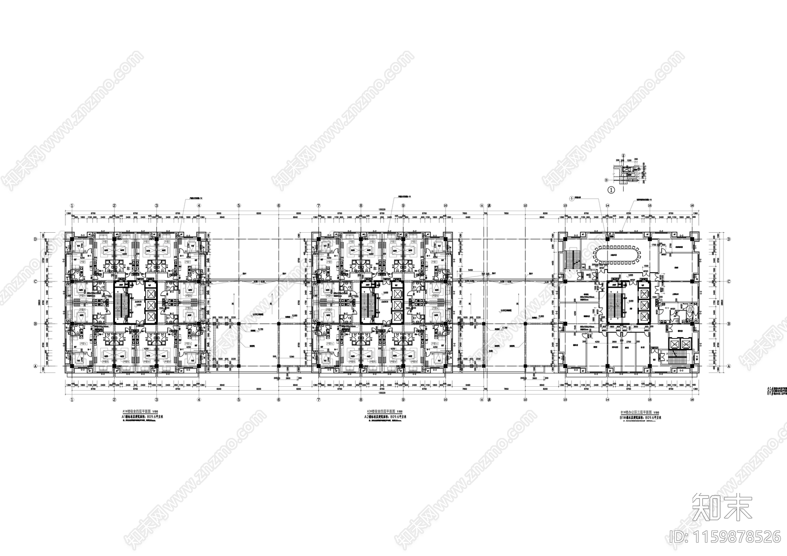 全球采购中心十一层员工宿舍建cad施工图下载【ID:1159878526】