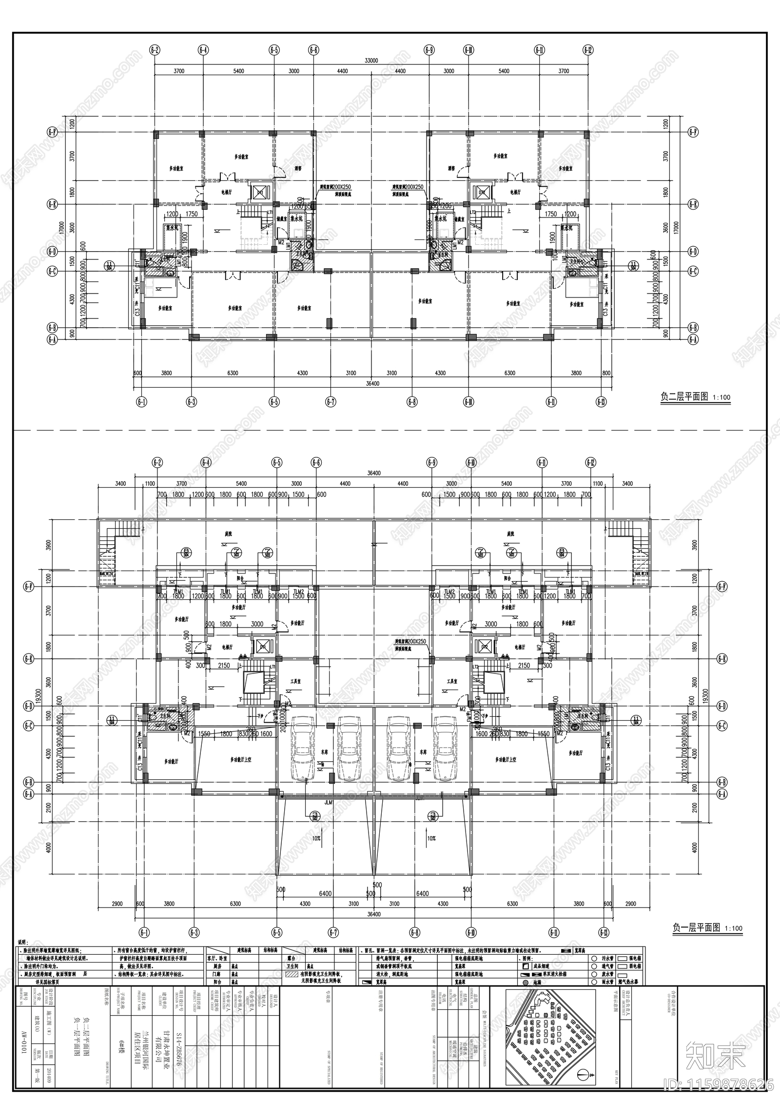 三层塔楼式居住建cad施工图下载【ID:1159878626】