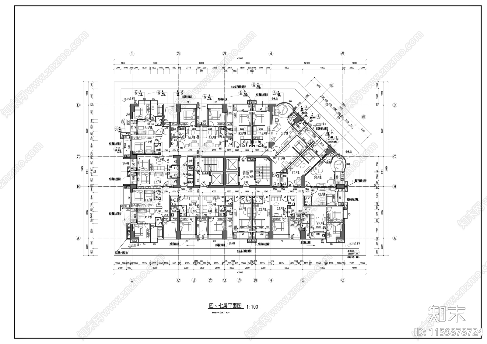 三十层住宅楼建cad施工图下载【ID:1159878724】