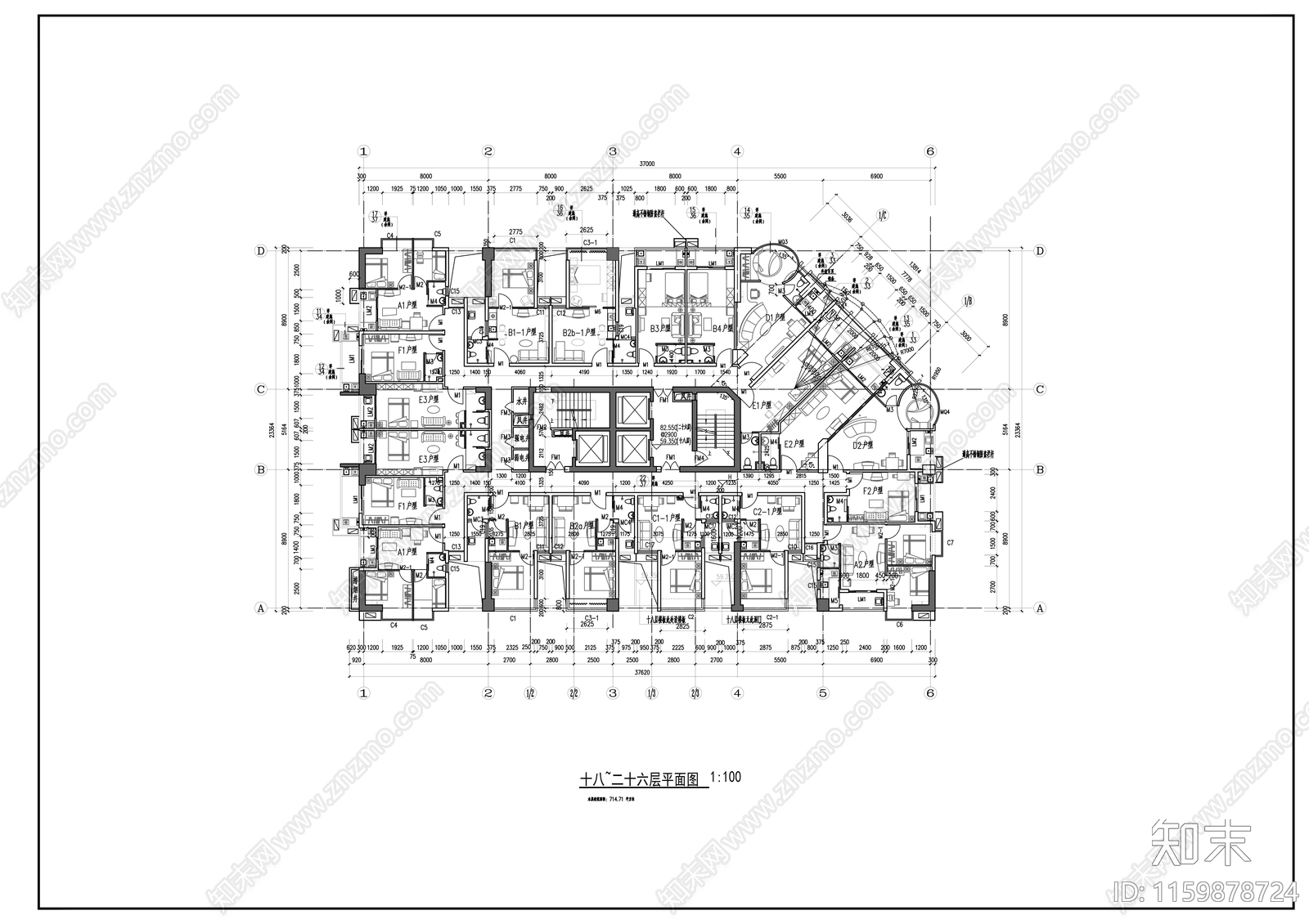 三十层住宅楼建cad施工图下载【ID:1159878724】