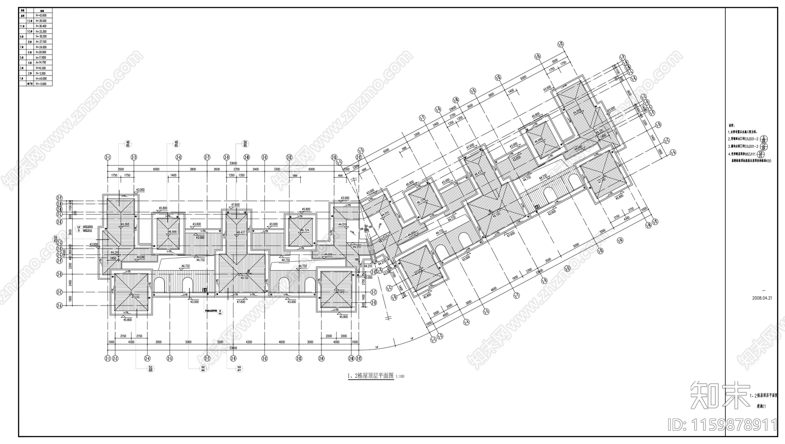 十二层商住楼建cad施工图下载【ID:1159878911】
