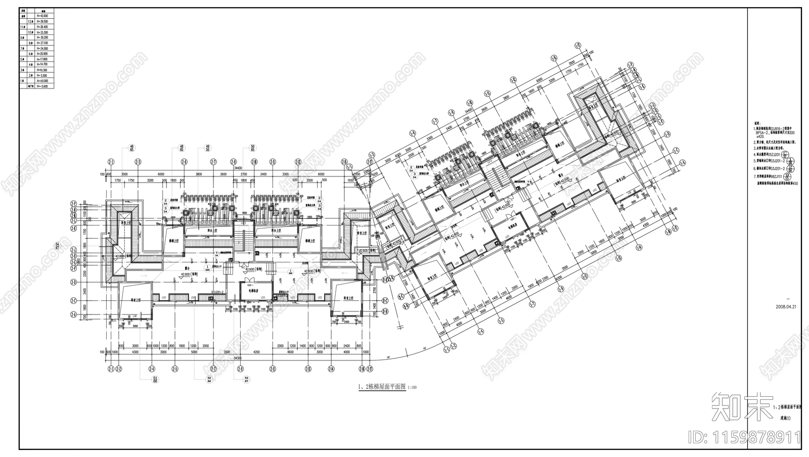 十二层商住楼建cad施工图下载【ID:1159878911】