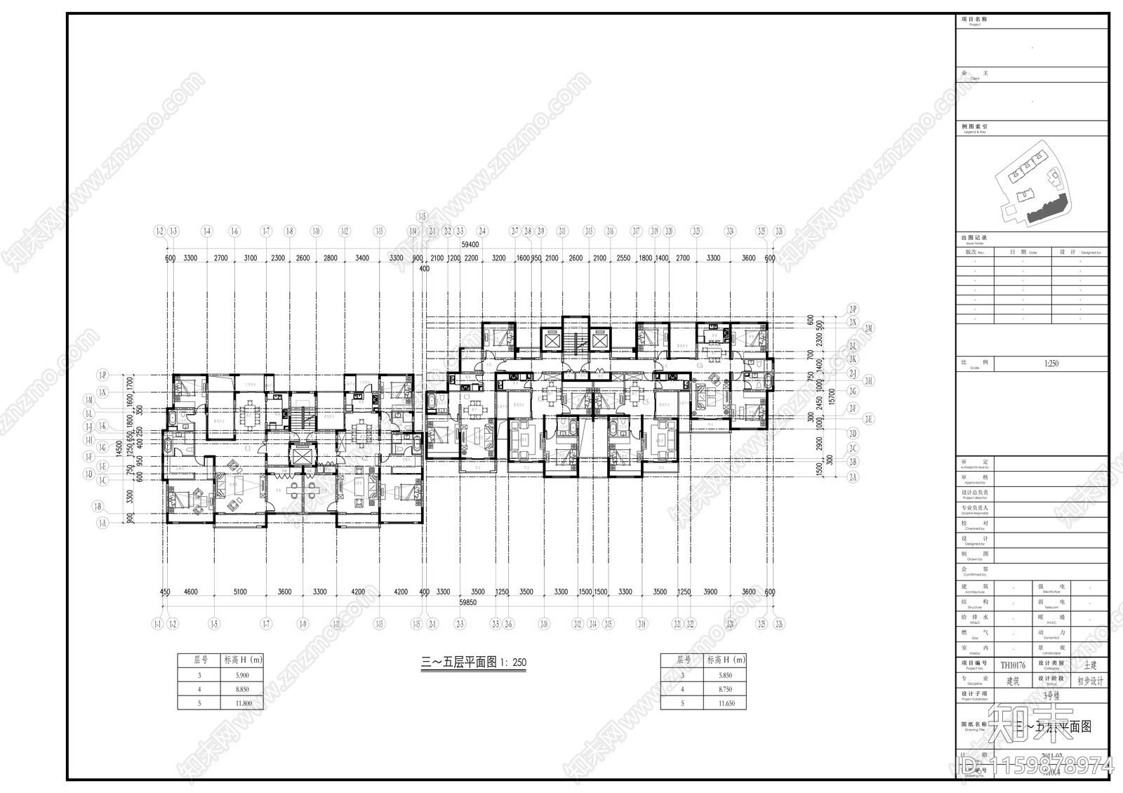 十五层商品住宅楼建cad施工图下载【ID:1159878974】