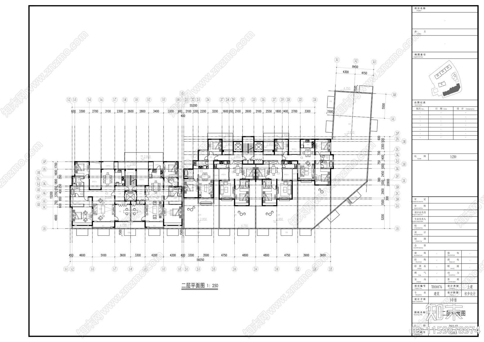 十五层商品住宅楼建cad施工图下载【ID:1159878974】