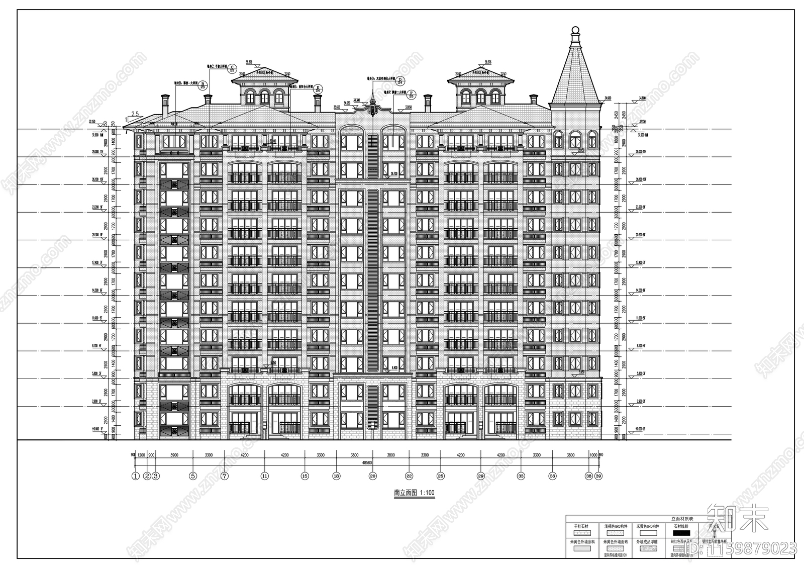 十一层高档观景住宅楼建cad施工图下载【ID:1159879023】