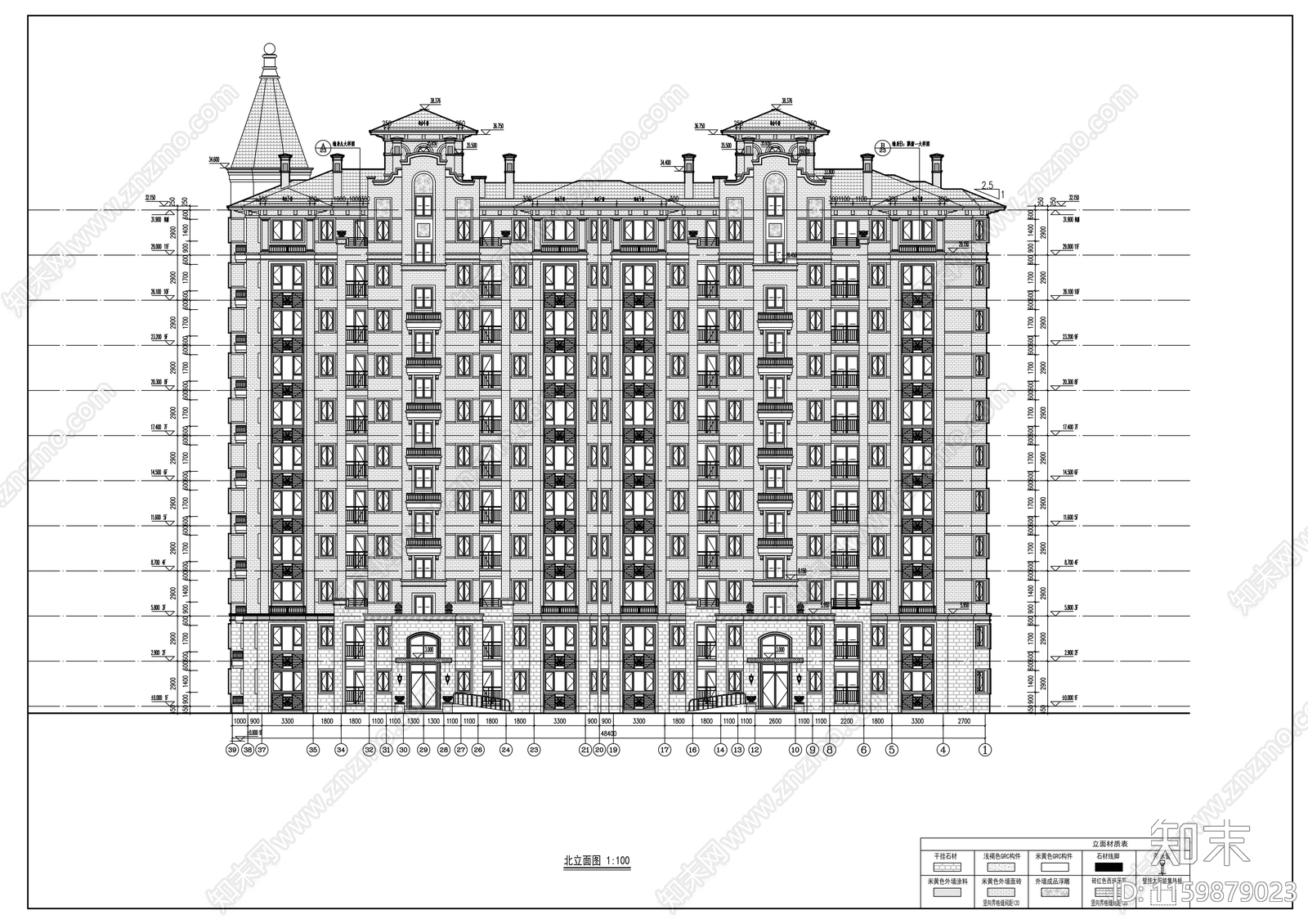 十一层高档观景住宅楼建cad施工图下载【ID:1159879023】