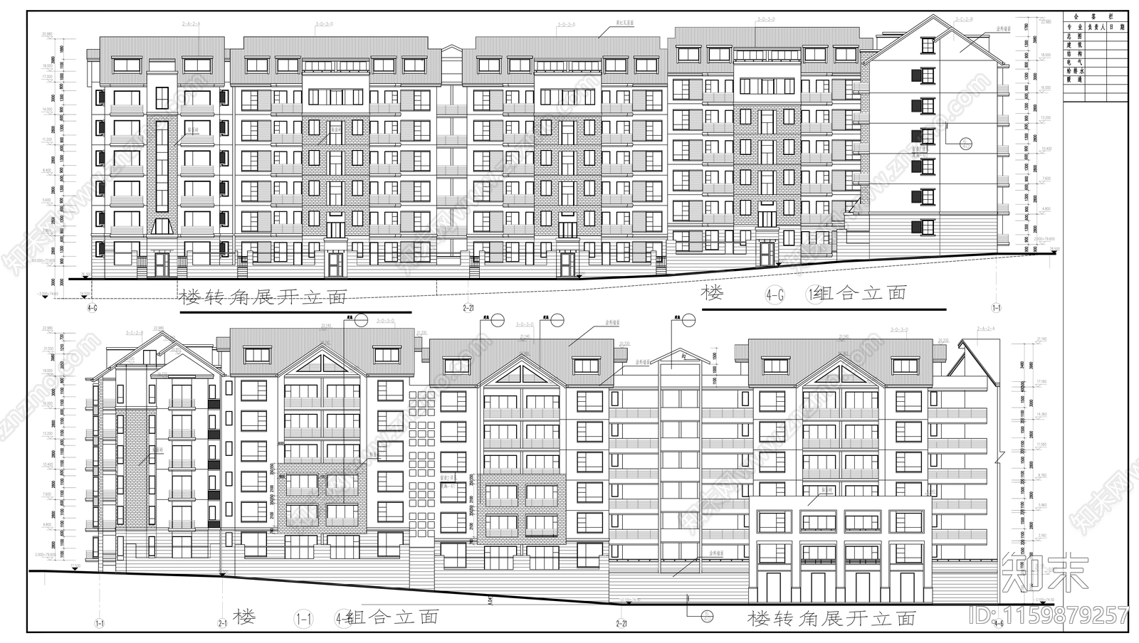 四季花城七层住宅楼建筑扩初图cad施工图下载【ID:1159879257】