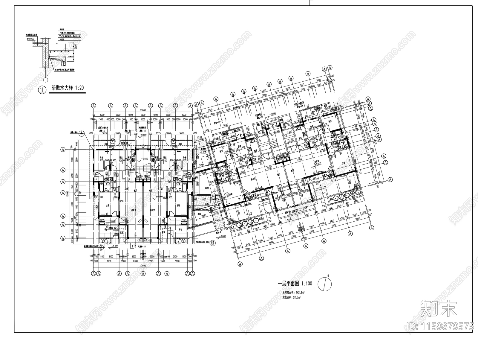 五层花园洋房建筑方案图cad施工图下载【ID:1159879575】