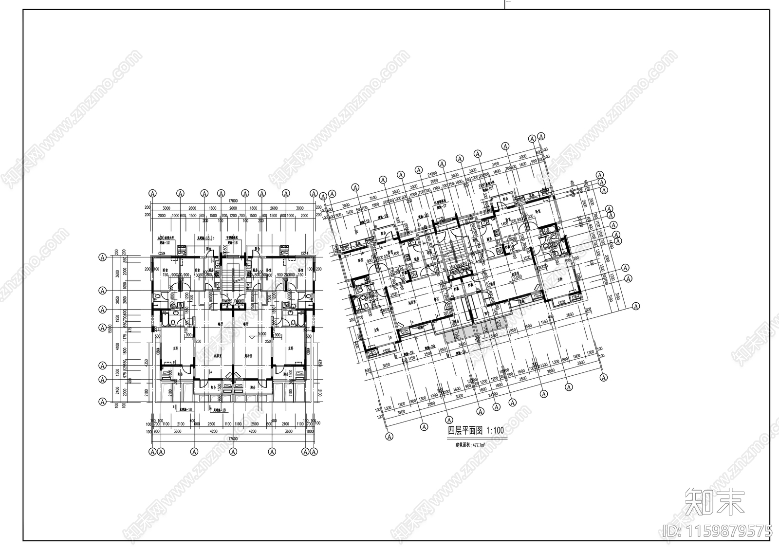 五层花园洋房建筑方案图cad施工图下载【ID:1159879575】