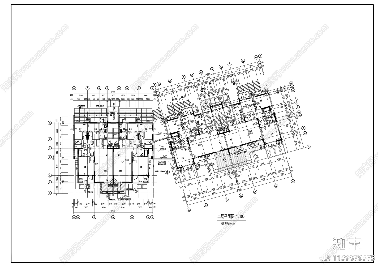 五层花园洋房建筑方案图cad施工图下载【ID:1159879575】