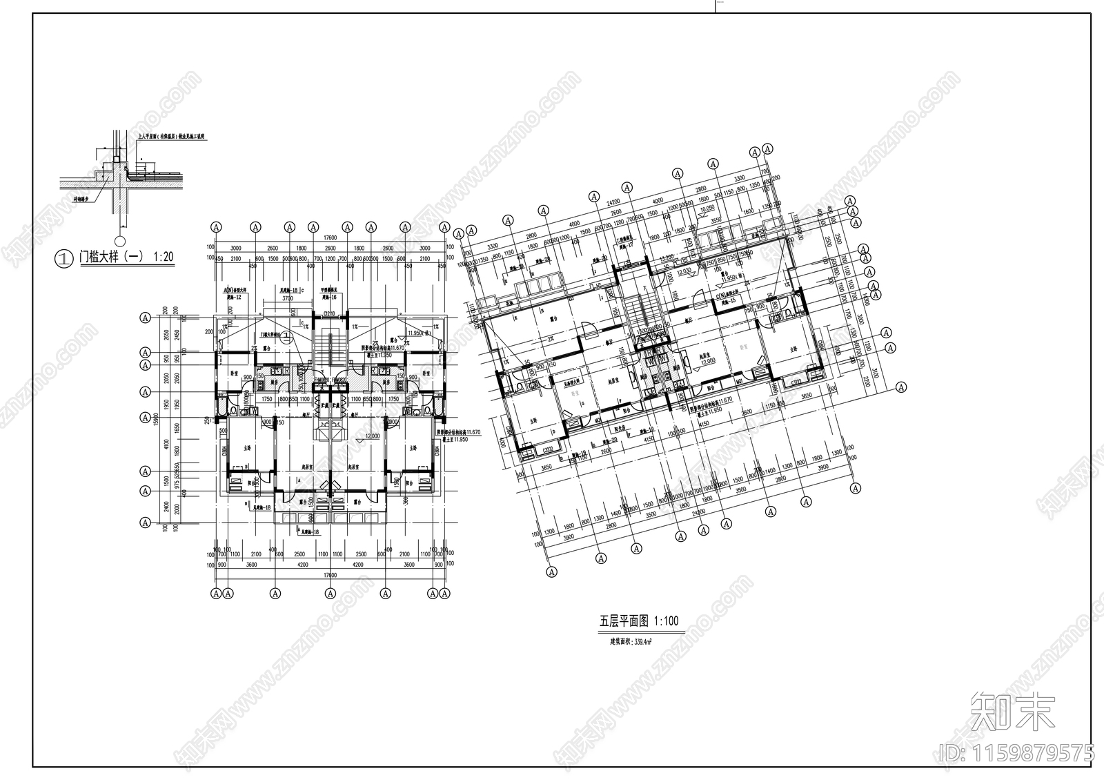 五层花园洋房建筑方案图cad施工图下载【ID:1159879575】