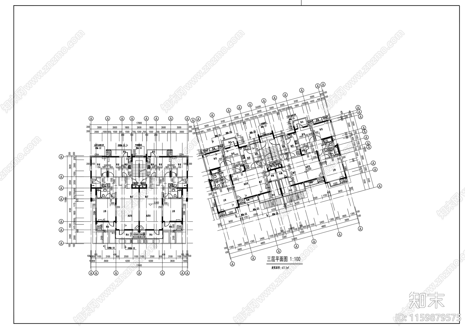 五层花园洋房建筑方案图cad施工图下载【ID:1159879575】