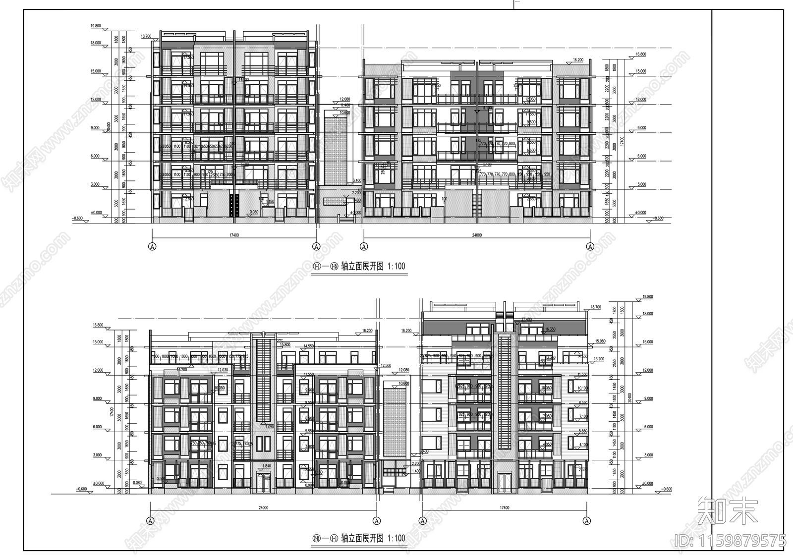 五层花园洋房建筑方案图cad施工图下载【ID:1159879575】