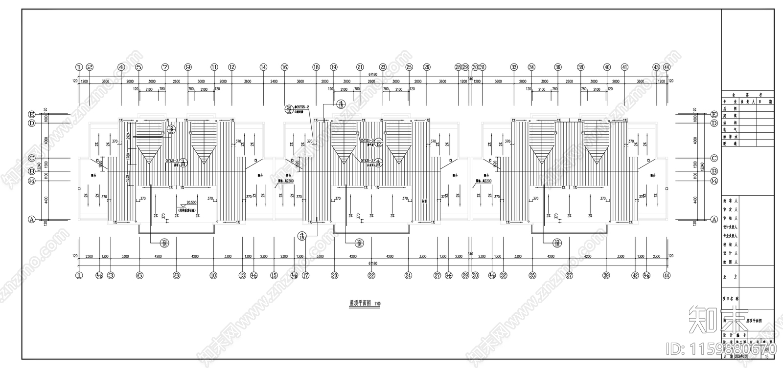 小区六层单元式住宅楼建cad施工图下载【ID:1159880670】