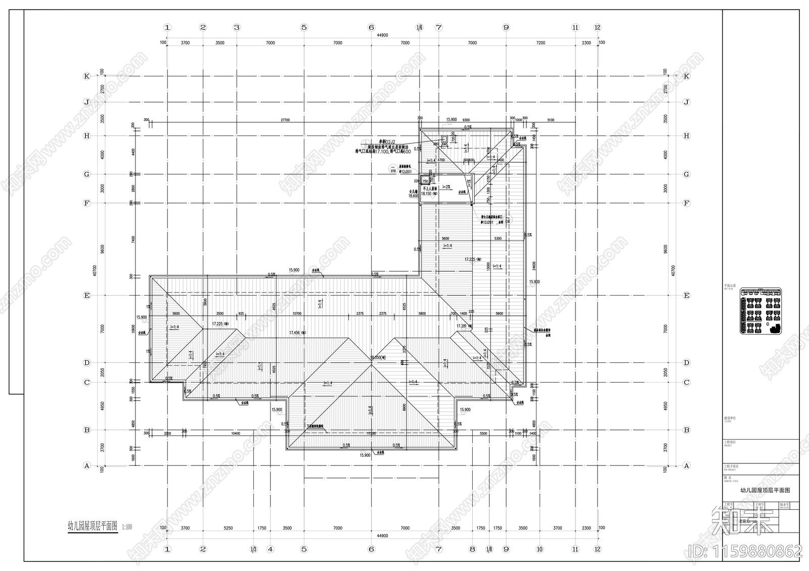 小区幼儿园建筑图纸cad施工图下载【ID:1159880862】