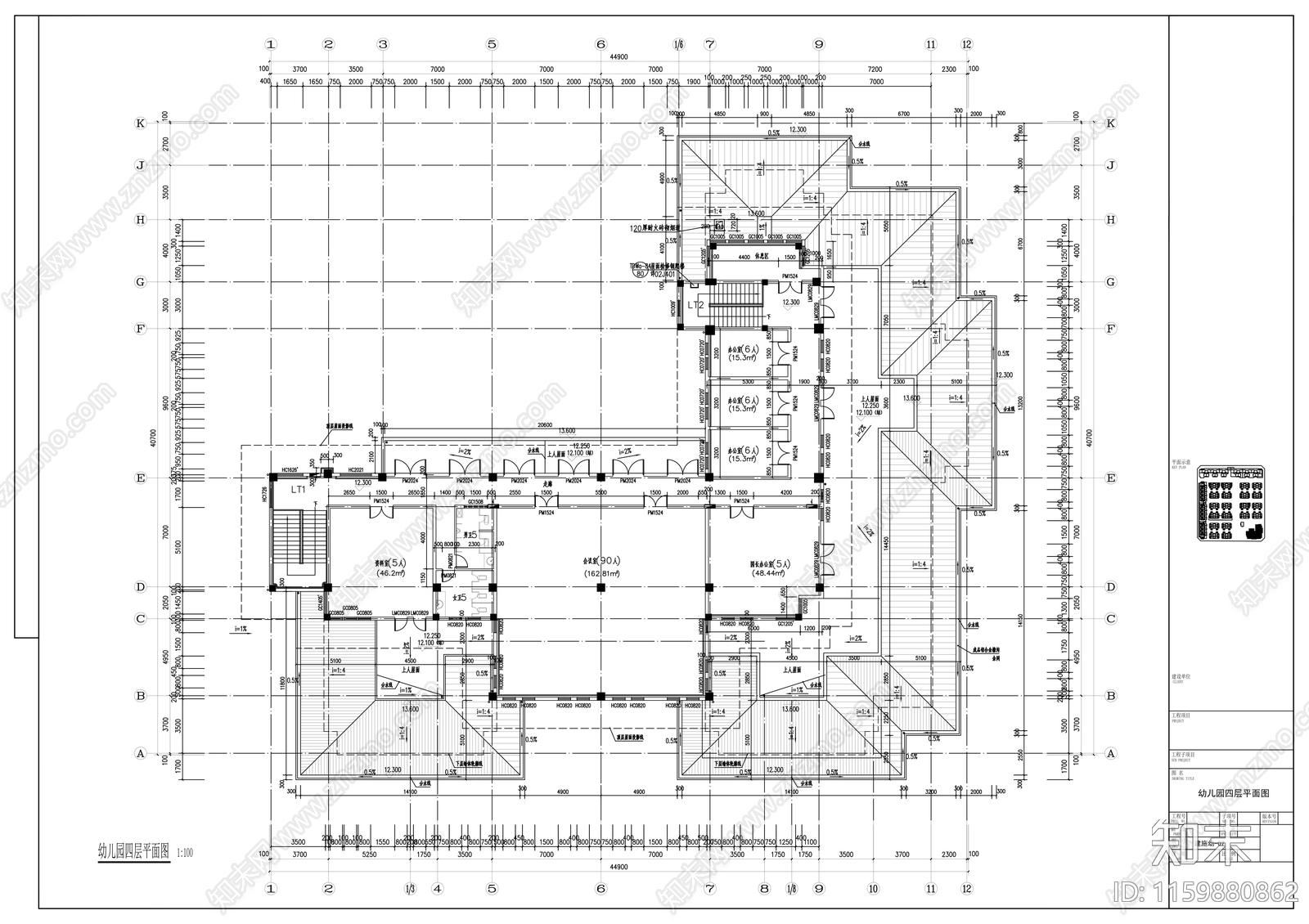 小区幼儿园建筑图纸cad施工图下载【ID:1159880862】